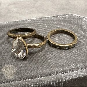 Stackable brushed gold rings